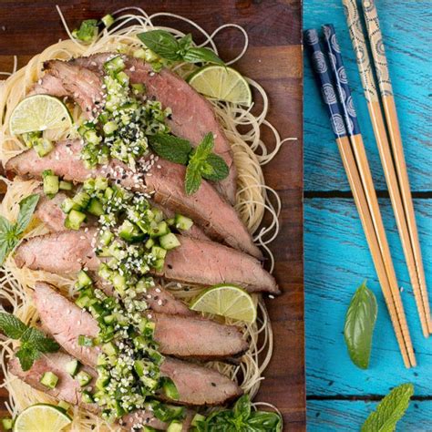Directions preheat your grill, either charcoal or gas, so that there are two cooking zones: Soy Marinated Flank Steak with Cucumber Relish Recipe Main Dishes with soy sauce, brown sugar ...
