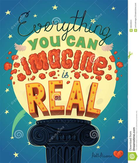 Everything You Can Imagine Is Real Quote Poster Editorial Stock Image