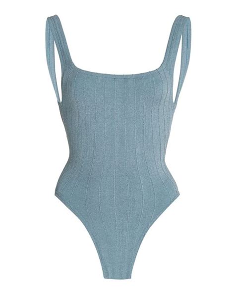 Hunza G Square Neck Nile One Piece Swimsuit In Blue Lyst