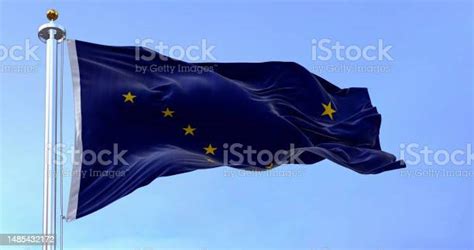 Alaska State Flag Waving In The Wind On A Clear Day Big Dipper And