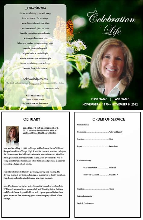 Funeral Program Template For Mac Printable Word Searches
