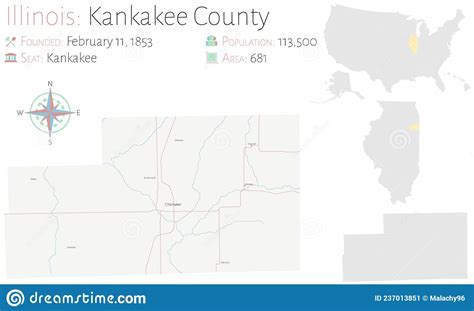 Map Of Kankakee County In Illinois Stock Illustration Illustration Of