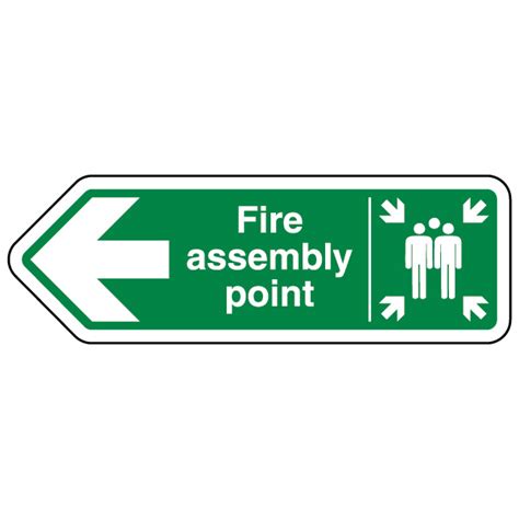 Emergency Assembly Point Arrow Left Shaped Sign Safetysigns4less