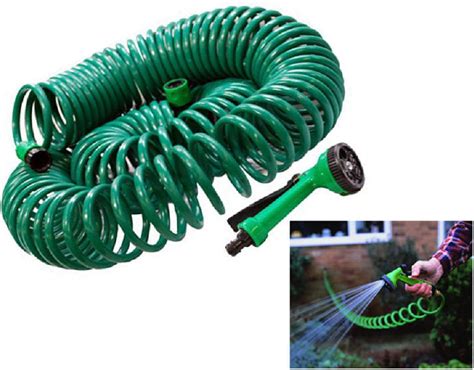 30m Coil Coiled 100ft Retractable Garden Hose Pipe With Watering Spray Nozzle Ebay