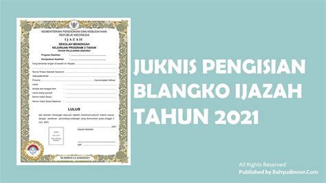 Update 21 April 2021 Pelajari Juknis Pengisian Blangko Ijazah Smk