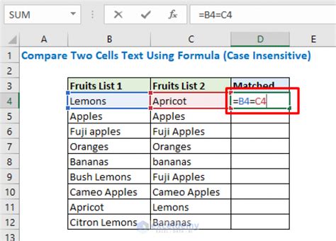 Excel Compare Two Cells Text 9 Examples ExcelDemy
