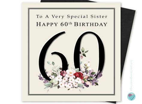 Sister 60th Birthday Card For Her Happy 60th Birthday To A Etsy Uk