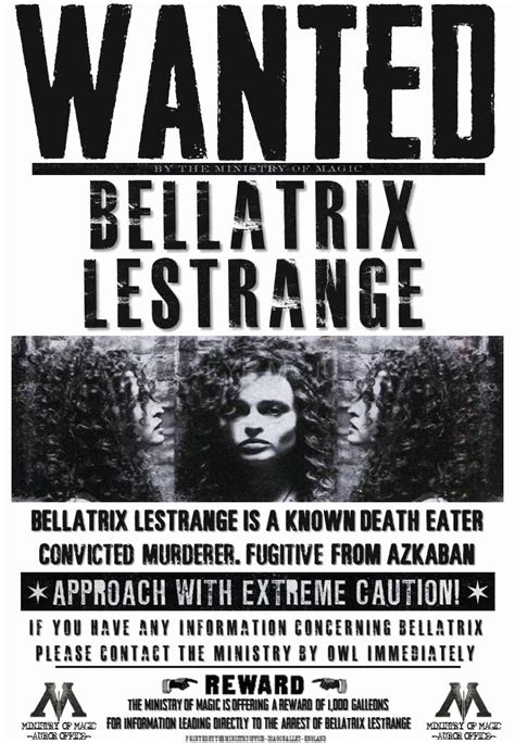 Harry Potter Wanted Poster Best Of Harry Potter Hogwarts S Bellatrix