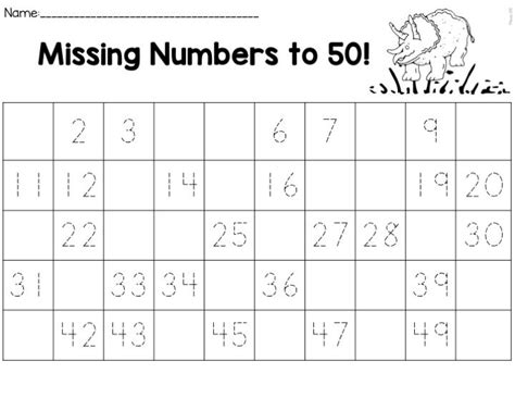 Write The Missing Numbers 1 50 Worksheet 15 Best Images Of Number