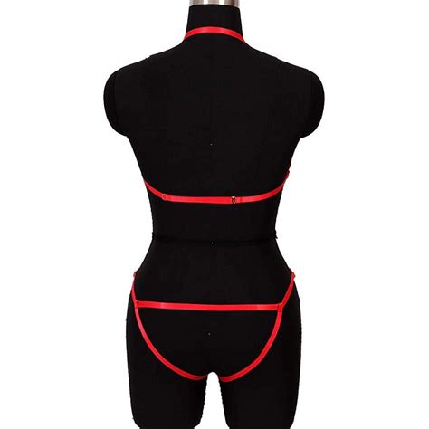 Womens Full Body Harness Bra Garter Belt Lingerie Cage Set Chest Strap