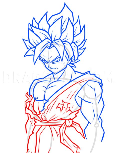Drawing Super Saiyan Blue Goku Step By Step Step By Step Drawing