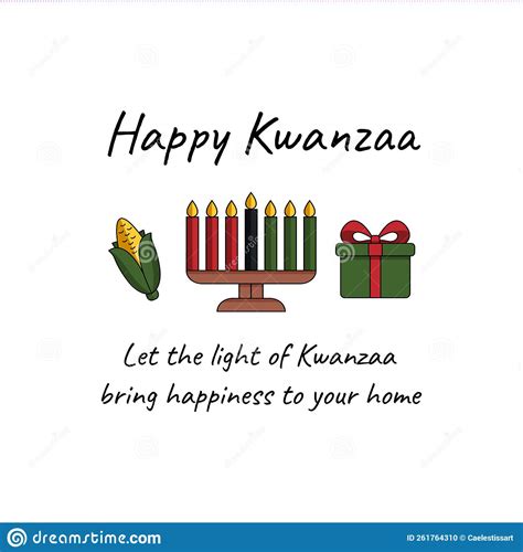 Happy Kwanzaa Minimalist Greeting Card With Kinara Seven Candles Corn