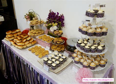 Pretty Cupcake Ideas Purple Themed Dessert Table