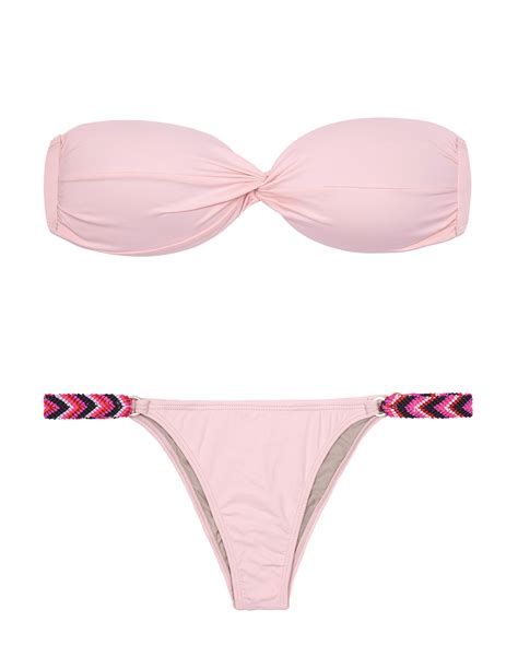 Triya Pale Pink Bandeau Bikini With Bracelet Inspired Straps Mandy