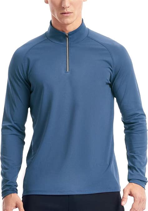 Tech Quarter Zip Pullover Running Shirt Men Dry Fit Zip T Shirt Amazon