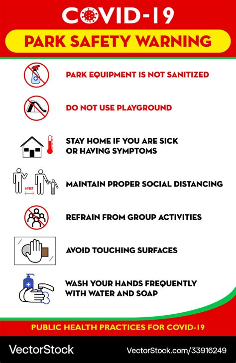 Public Park Rules Poster Or Health Practice Vector Image