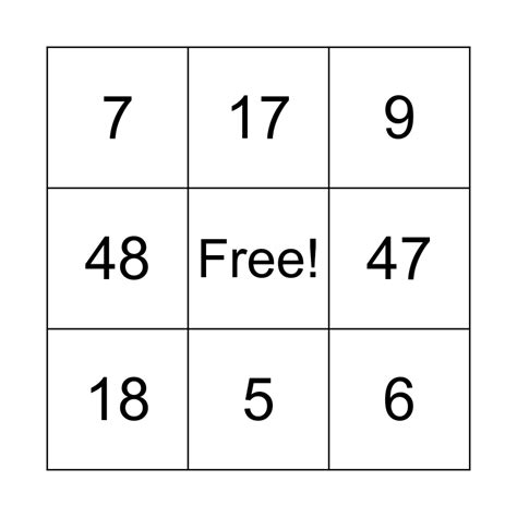 Number Bingo 1 50 Bingo Card