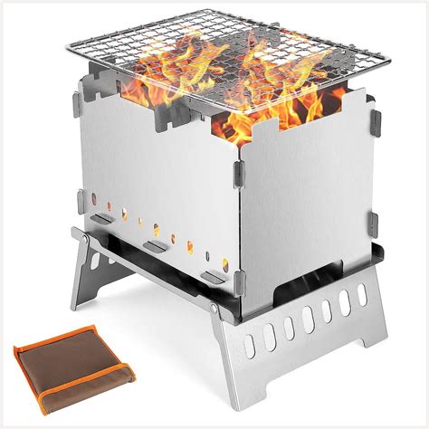 Odoland Portable Folding Campfire Grill Fire Pit Camping Grill