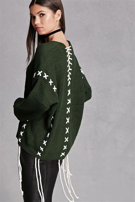 Oversized Lace Up Sweater Forever21 Knitwear Fashion Chic Sweaters