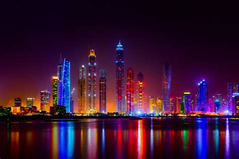 Dubai Night Skyline Art Photograph By Ron Fleishman