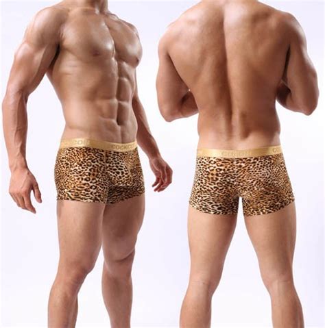 Sexy Mens Soft Leopard Boxers Underwear Bulge Pouch Cool Boxers Briefs Mu350 Size M L Xl For Choose