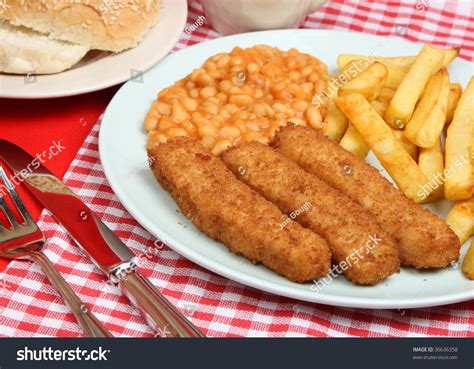 Fish Fingers Chips Baked Beans Stock Photo 36636358