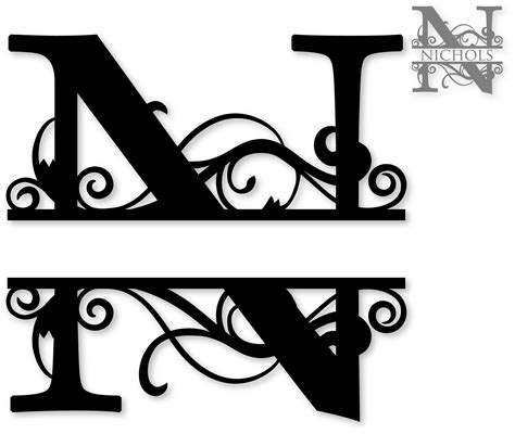N Split Monogram Free Monogram Fonts Silhouette Design Monogram Fonts