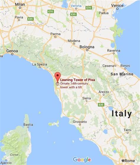 A Map With The Location Of Italy And Its Surrounding Area Including An