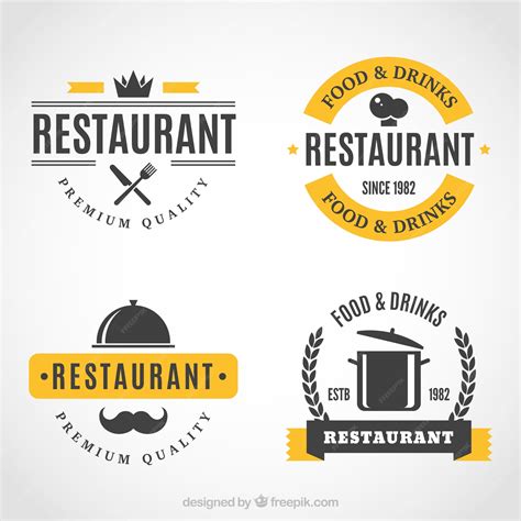 Logos Clásicos Para Restaurantes Gourmet Vector Premium