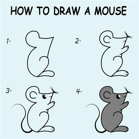 Step By Step To Draw A Mouse Drawing Tutorial A Mouse Drawing Lesson