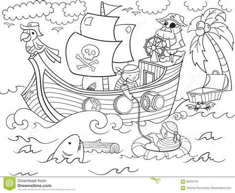 Pirate theme color palette created by jessgoyanes that consists #1c8bc1,#ddd417,#760a0a,#5e2a0e,#000000 colors. Children Coloring On The Theme Of Pirates Vector Stock ...