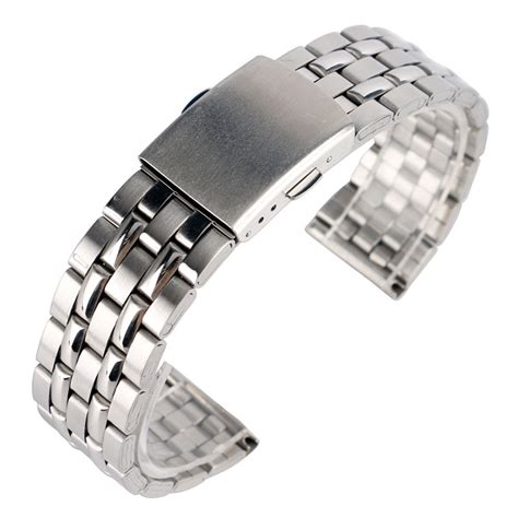 18mm 20mm Fashion Stainless Steel Solid Link Metal Watchband Mens