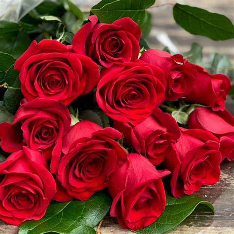 Dozen Red Rose Bouquet Flower Deco