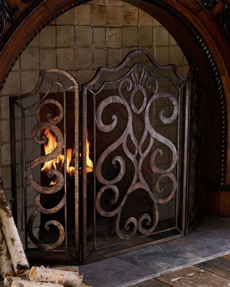 Ambella Atlantis Mantel And Scroll Fireplace Screen Horchow Wrought