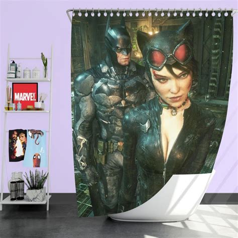 Batman And Catwoman Arkham Knight Shower Curtain Super Heroes Bedding