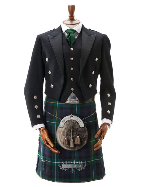 Mens Scottish Tartan Kilt Outfit To Hire Prince Charlie Jacket And 5 B