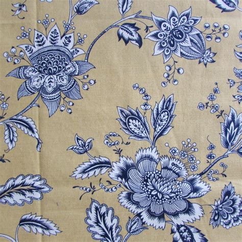 French Country Floral Yellownavywhite Designer Multipurpose Fabric