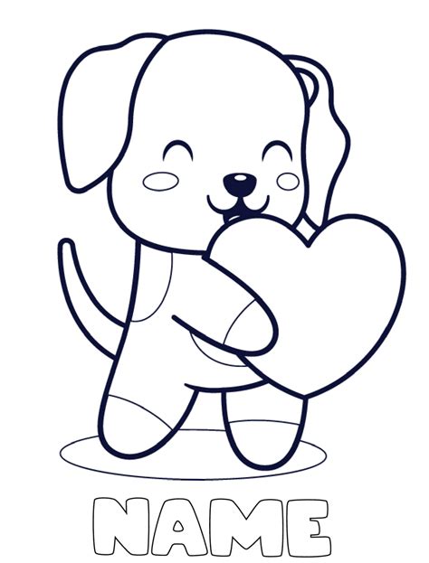 Download Cute Dog Heart Kids Coloring Picture