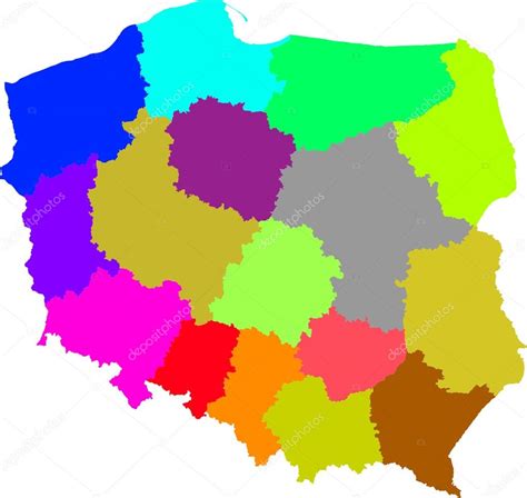 Poland Color Map Of Administrative Divisions Stock Vector Image By