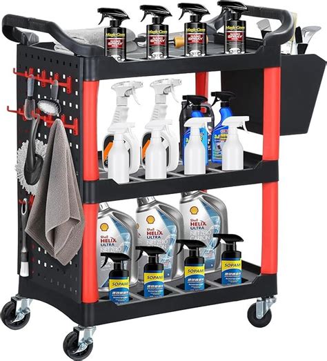 Yitahome Auto Detailing Cart With Wheels 3 Tier Rolling Detail Cart