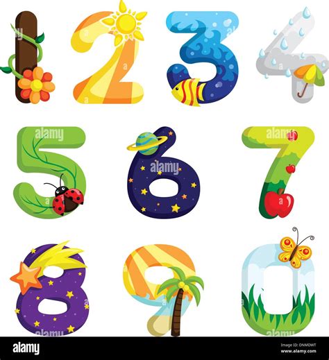 A Vector Illustration Of A Set Of Numbers In Fun Design Stock Vector