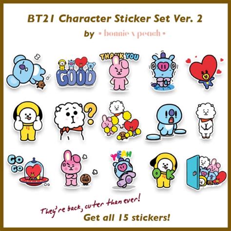 Bt21 Character Sticker Set Ver 2 Shopee Philippines