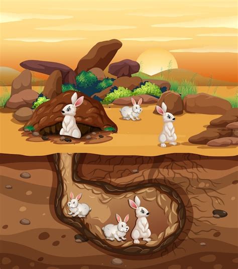 Premium Vector Rabbits Digging A Hole