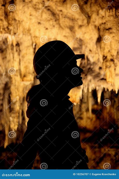 A Silhouette Of A Girl In Caves Stock Image Image Of Construction