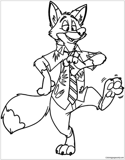 Nick Wilde Zootopia Coloring Page Free Printable Coloring Pages