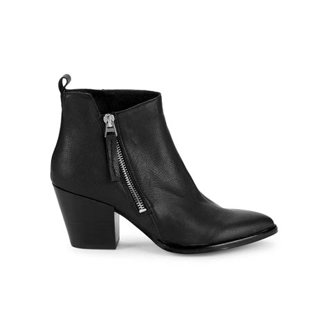 dolce vita rila pebbled leather stack heel booties in black lyst