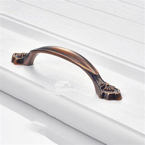 Set of 4 vintage cabinet hardware, door hinges and knobs. Designer Antique Copper Bathroom Cabinet Knobs Carved Zinc ...