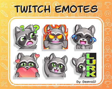 6 X Twitch Emotes Racoon Etsy