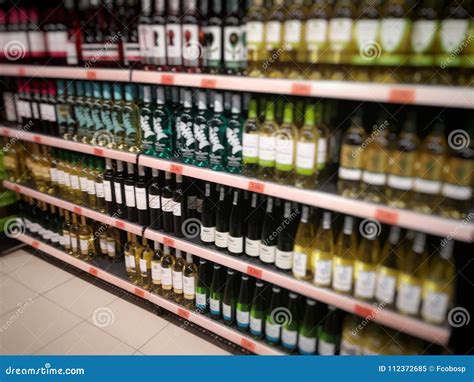 Wine Bottles On Supermarket Shelves Editorial Image Image Of Shelves