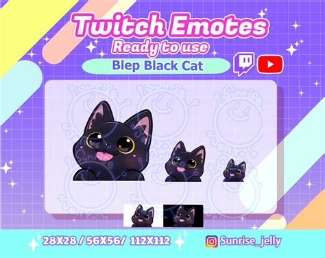 Buy Twitch Emotes Blep Black Cat Kitty Cats Twitch Emotes Pack